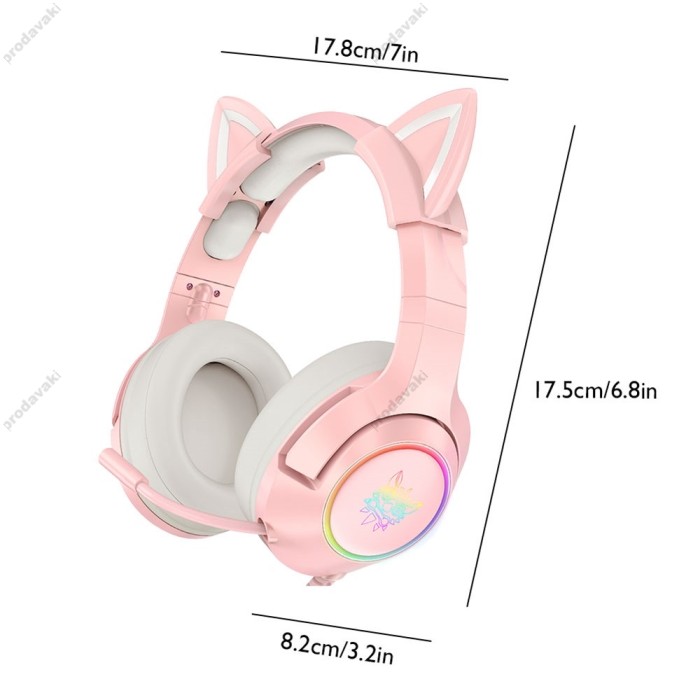 Дротові навушники Onikuma K9 Gaming CAT with LED Pink
